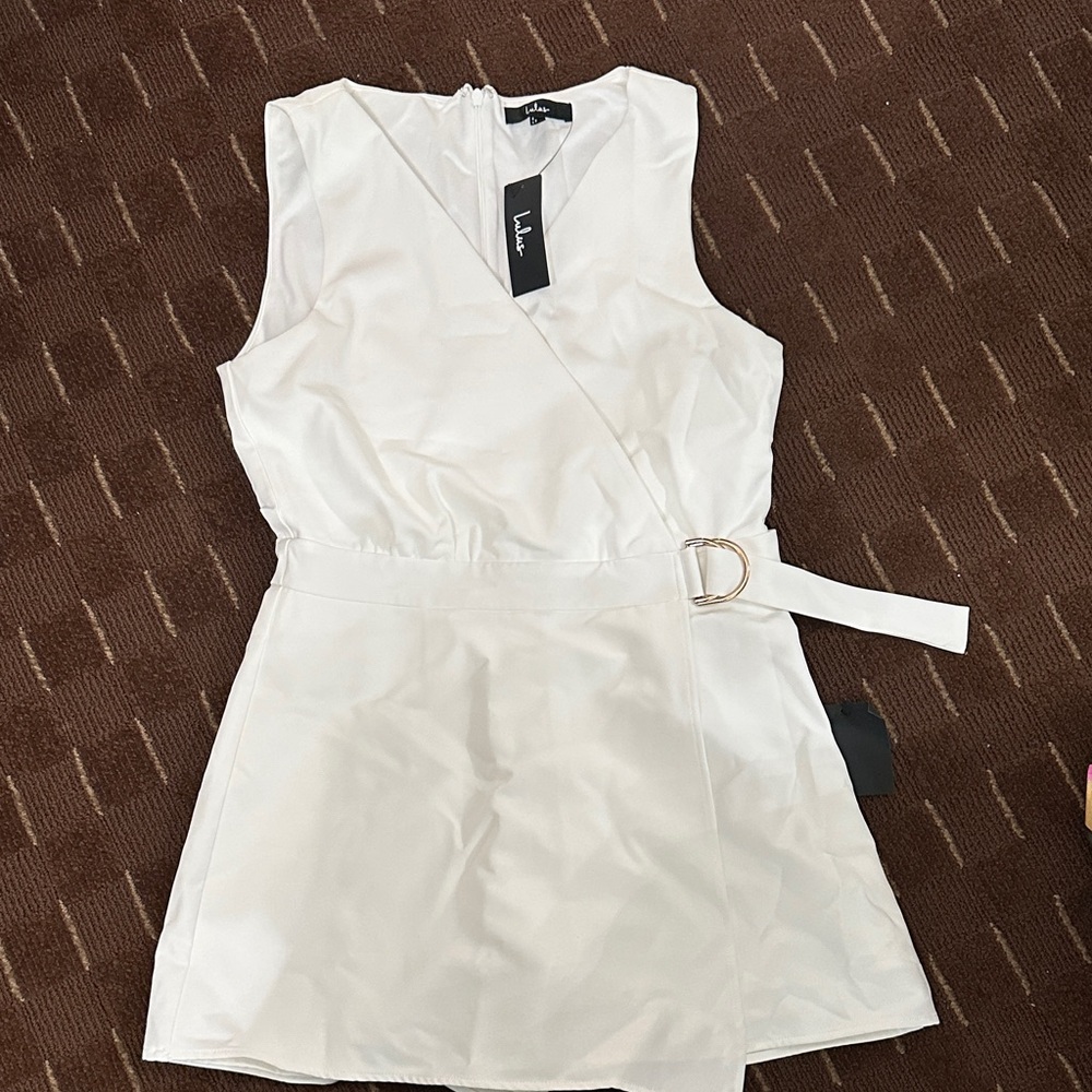 Lulus-White Sleeveless Wrap Dress